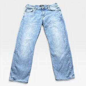 34 Heritage Courage Jeans Mens 36x29 Light Blue Straight Leg Mid Rise Stretch
